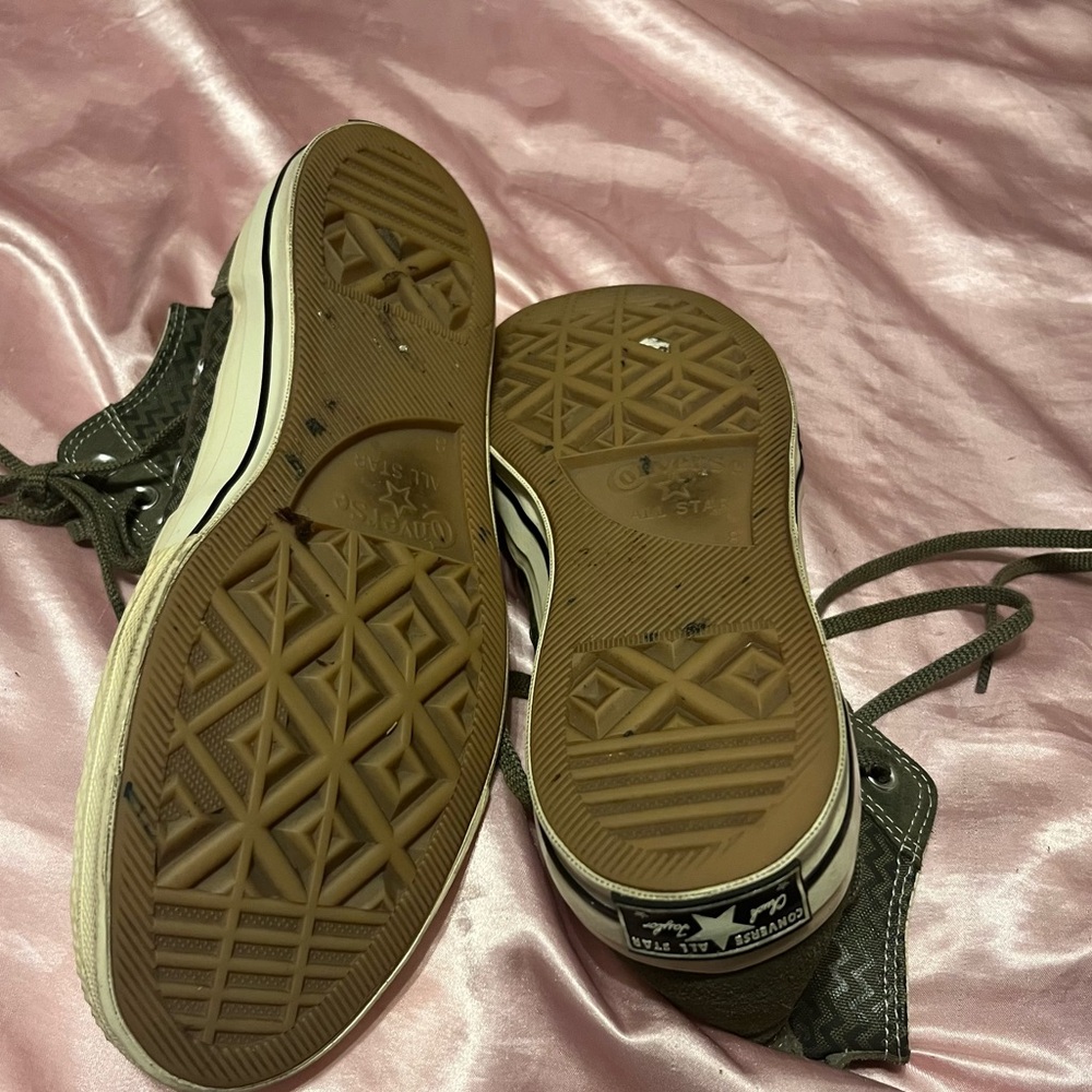 Converse High Top Sneakers in Olive Green Zigzag Canvas - Picture 4 of 5
